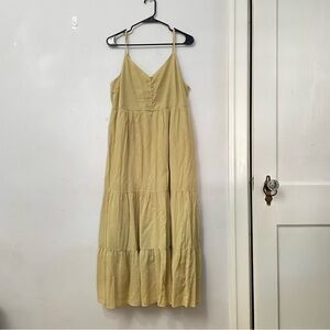 Uniqlo Light Yellow Maxi Dress Tiered XL